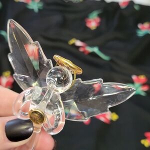 JOY Glass Angel Ornament with Gold Accents